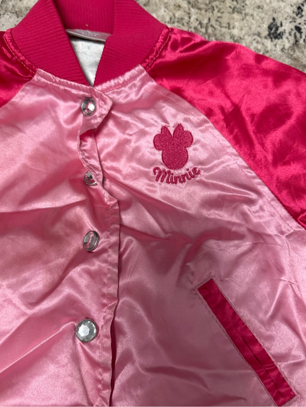 Disney Minnie Satin Pink and Hot Pink Kids Bomber Jacket